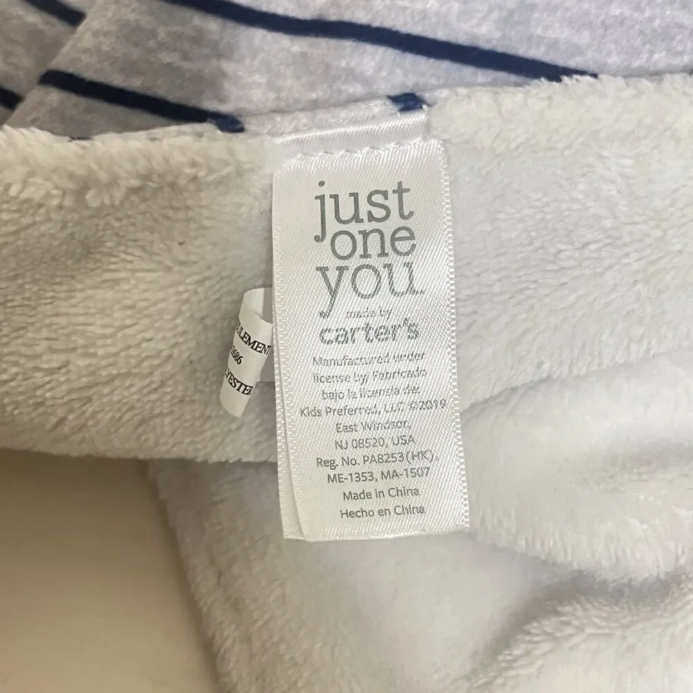 Carter's Just One You Gray Striped Fox Security Blanket Lovey Lovie Blankie